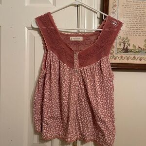 Lucky Brand Pink Floral Women's Top Sz Small